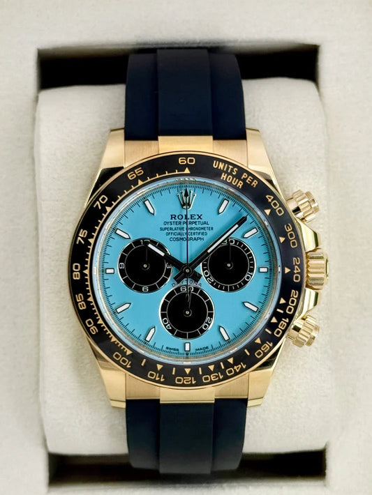 New Daytona 2025 Assembled (100) 40mm 126500LN Oysterflex Gold Dial Tiffany Blue