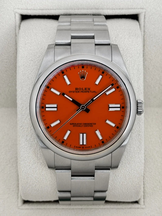 Oyster Perpetual Monterad (100) 41mm 124300 Röd Korall Urskiva