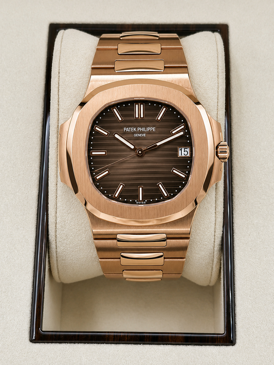 PP Assembled 90% 5968R Nautilus 5711/1R-011 rose gold-plated brown dial