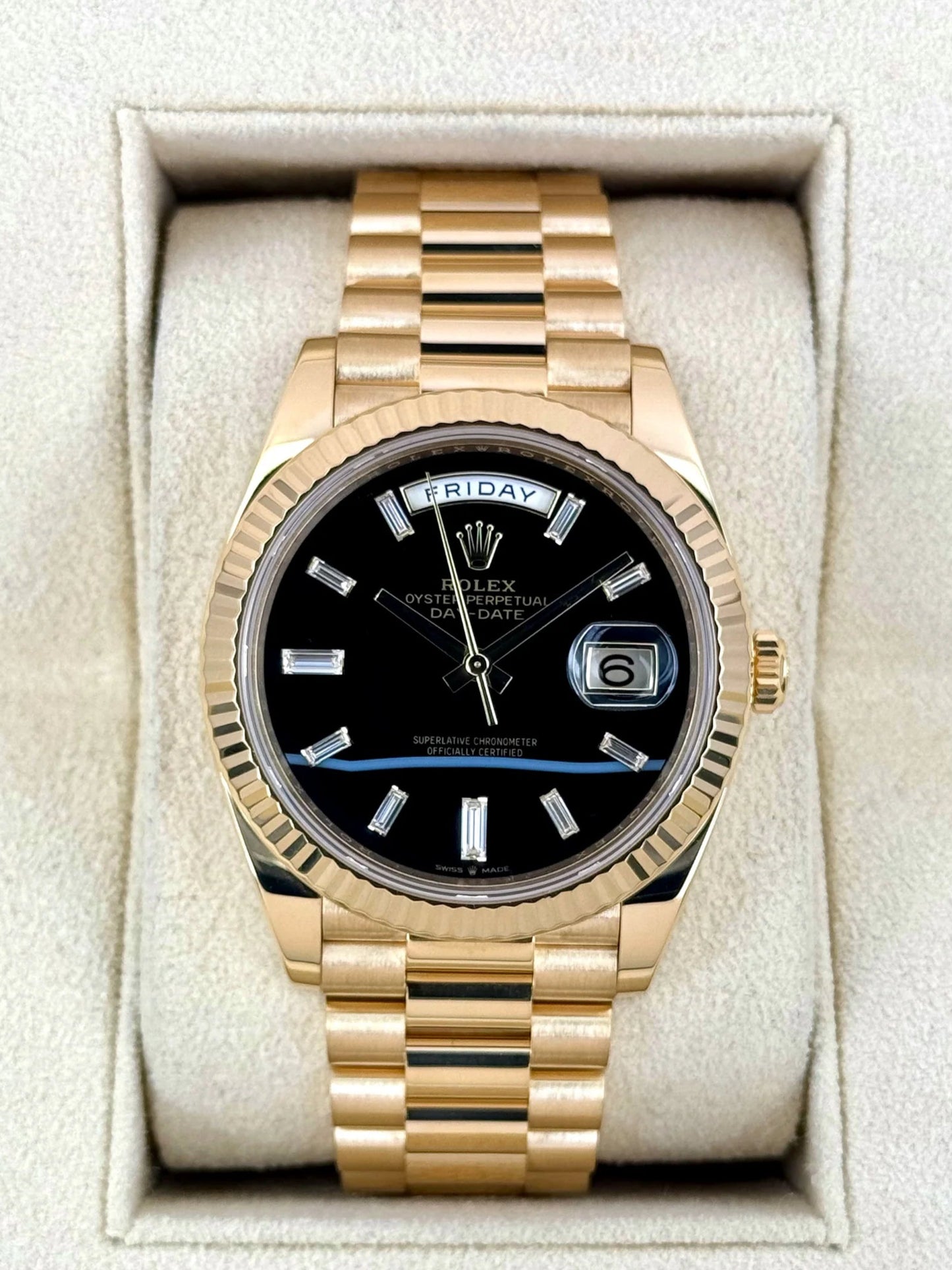 Day-Date Assembled 40mm 228238 Yellow Gold Black Onyx Diamond Dial