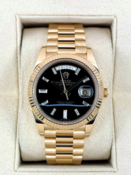 Day-Date Assembled 40mm 228238 Yellow Gold Black Onyx Diamond Dial