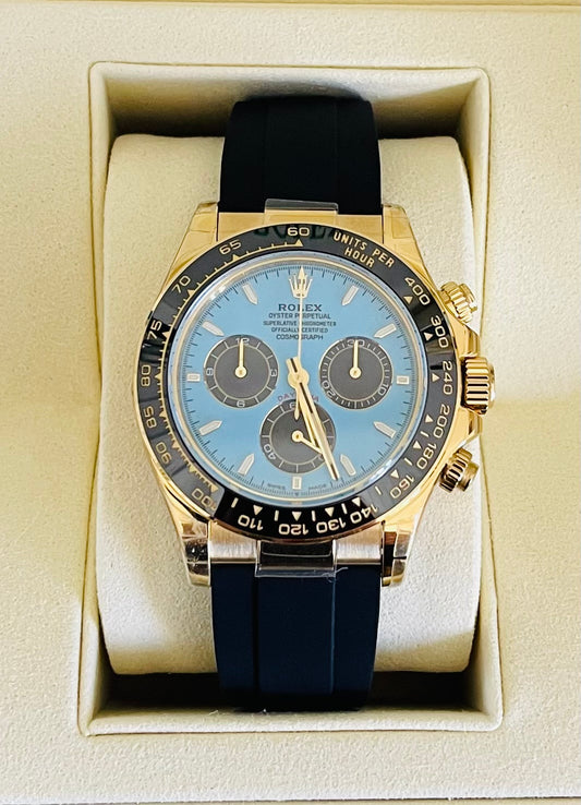 New Daytona 2025 Assembled (100) 40mm 126500LN Oysterflex Gold Dial Tiffany Blue
