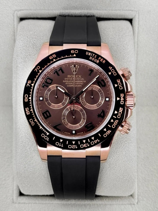 Daytona Assemblato (100) 40mm 116500LN Quadrante Arabo Cioccolato Acciaio placcato oro rosa Quadrante
