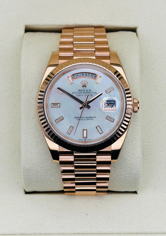 Day-Date Assembled 40mm 228235 Rose Gold Mother Of Pearl Diamond Dial