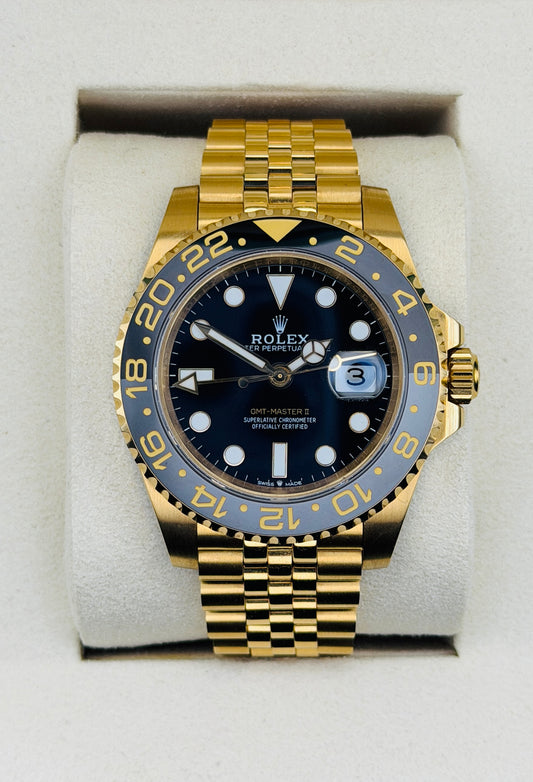 GMT-Master II Samlet (100) 40mm 126718GRNR Guldbelagt stål Jubilee Sort Skive