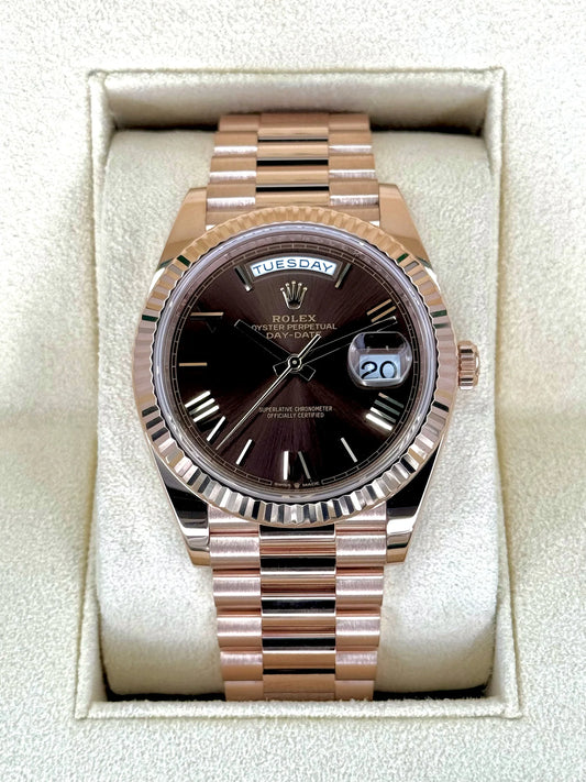 Day-Date Assembled 40mm 228235 Rose Gold Chocolate Dial