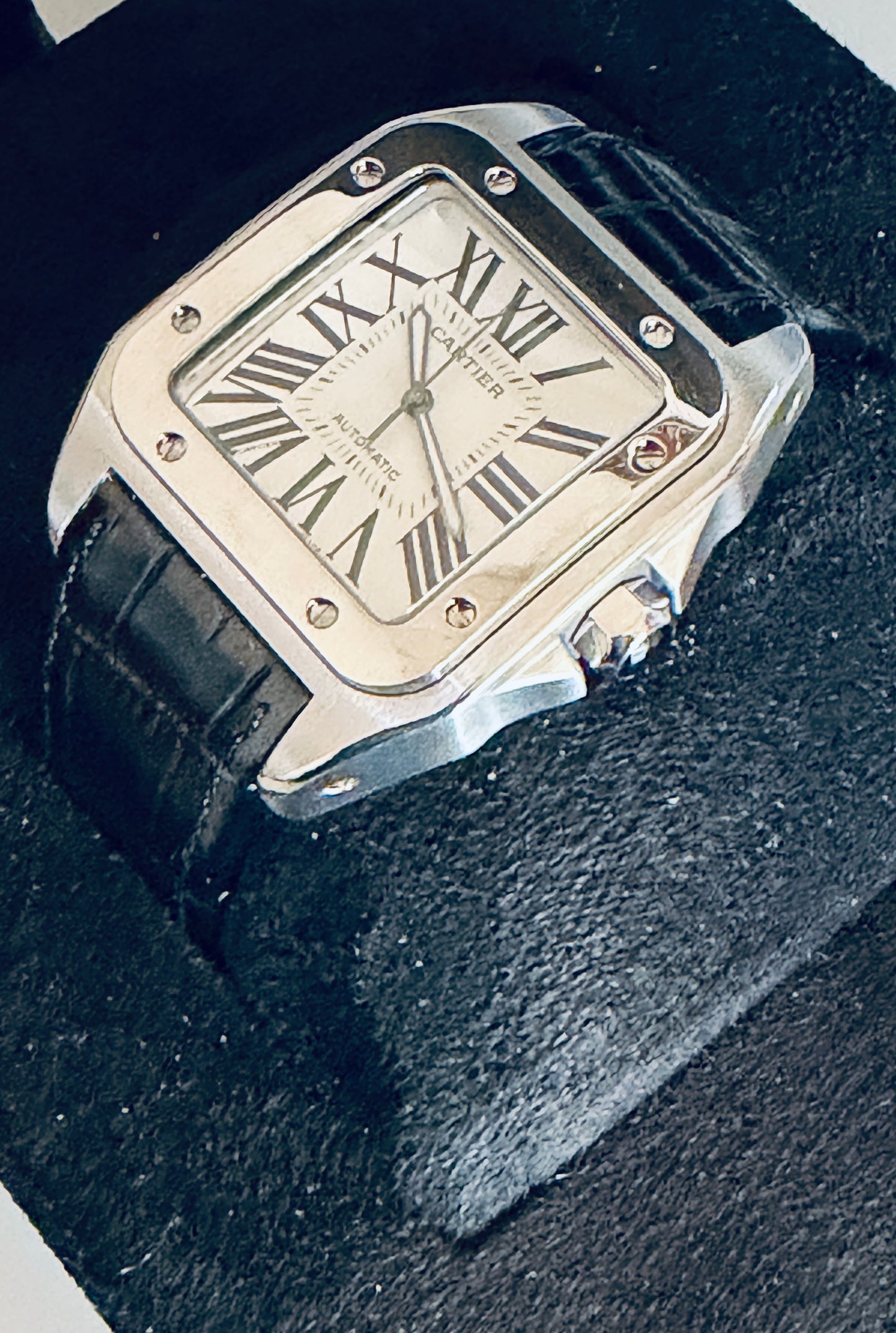 CT Santos 39.8mm WSSA0029 Black alligator leather Steel White Dial
