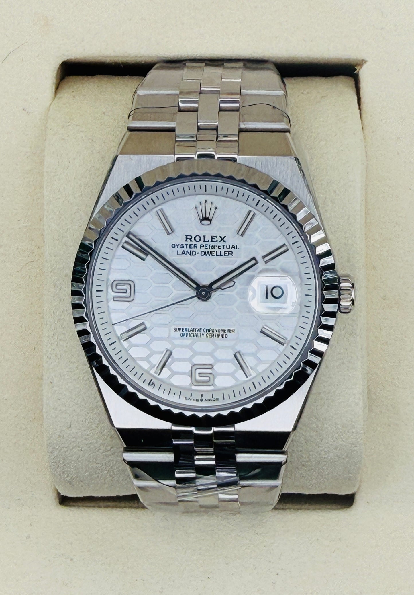NY 2025 Land-Dweller 90% 40mm 127334 Rustfrit Stål Jubilee Hvid Skive