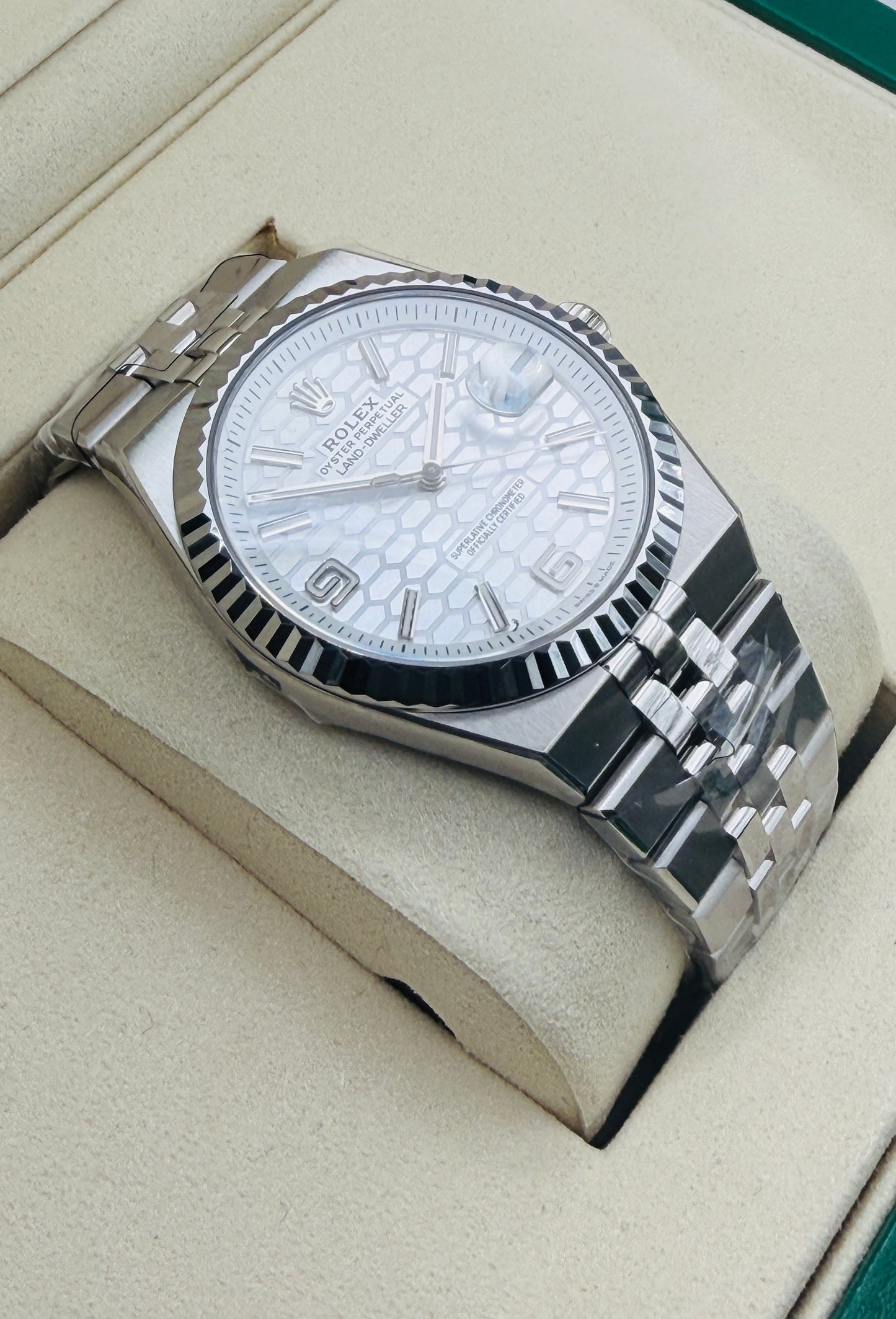 NY 2025 Land-Dweller 90% 40mm 127334 Rustfrit Stål Jubilee Hvid Skive