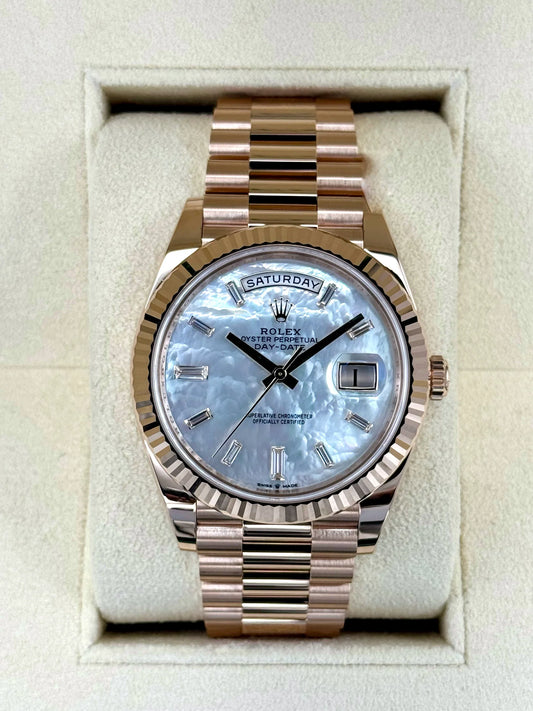 Day-Date Assembled 40mm 228235 Rose Gold Mother Of Pearl Diamond Dial