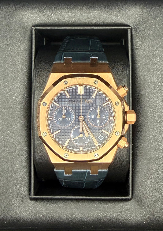 AP Assembled 100% Royal Oak Chronograph 41mm 26331ST Rose Gold-plated Blue Dial