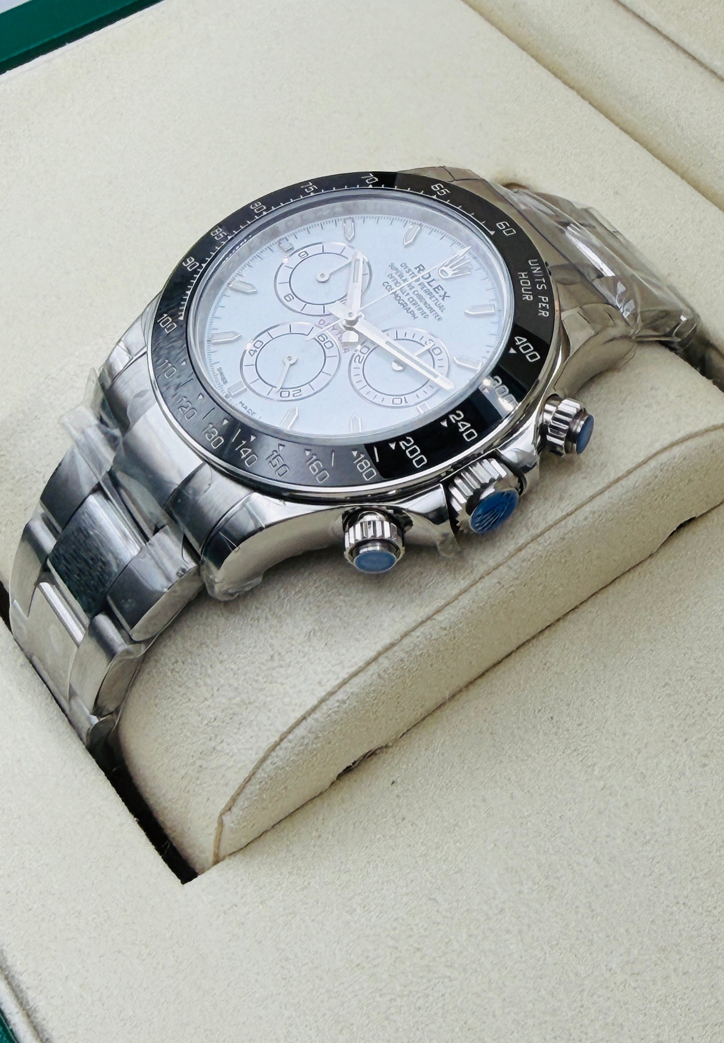 NUEVO Daytona 2026 Montado 40mm 126500LN Rolesium Panda acero albinio