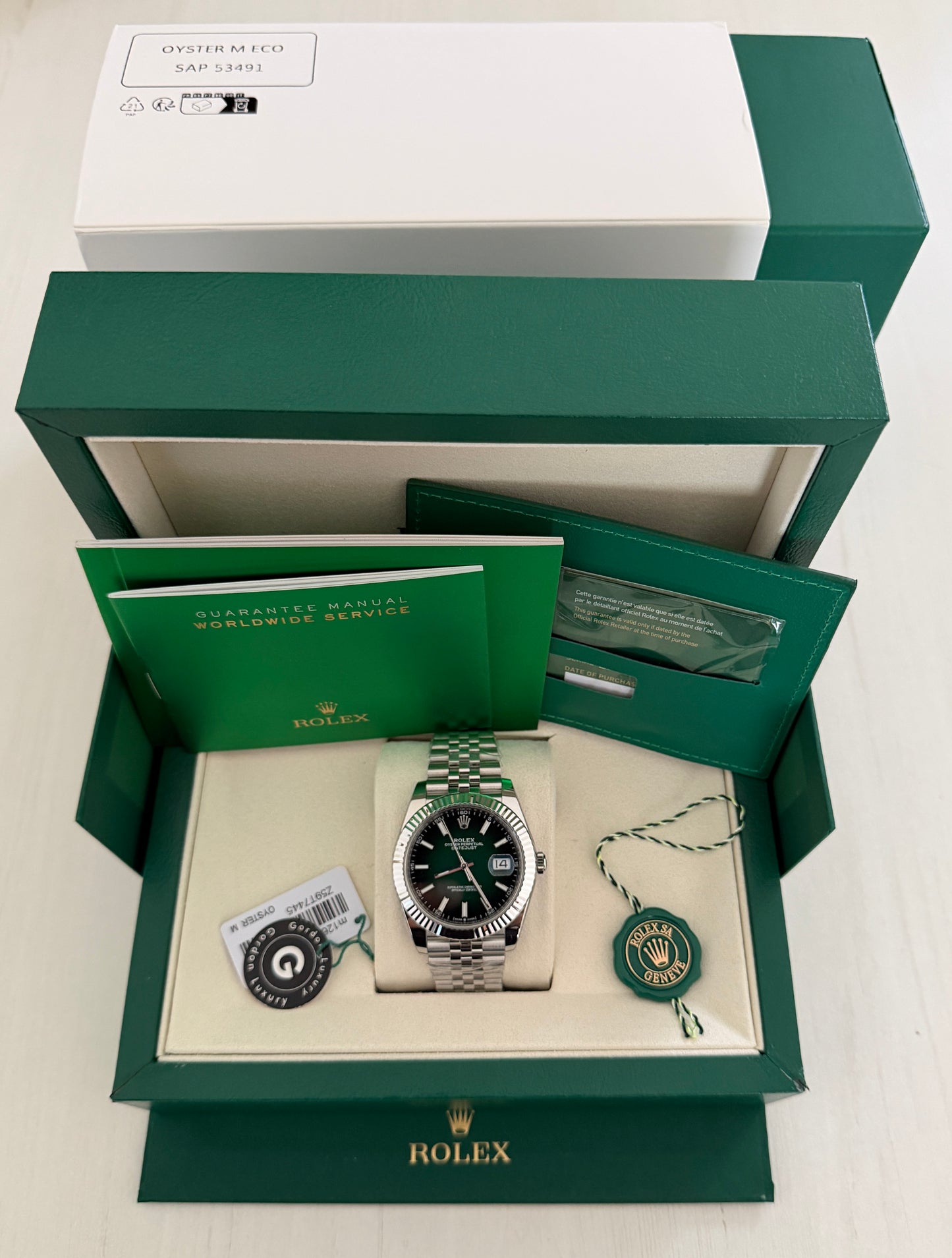 NY 2026 Datejust Samlet (100) 41mm 126334 Rustfrit Stål Jubilee Grøn Ombre Skive