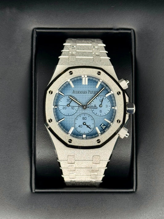 AP Assembled 90% 26240BC Frosted White Gold plated Blue Dial