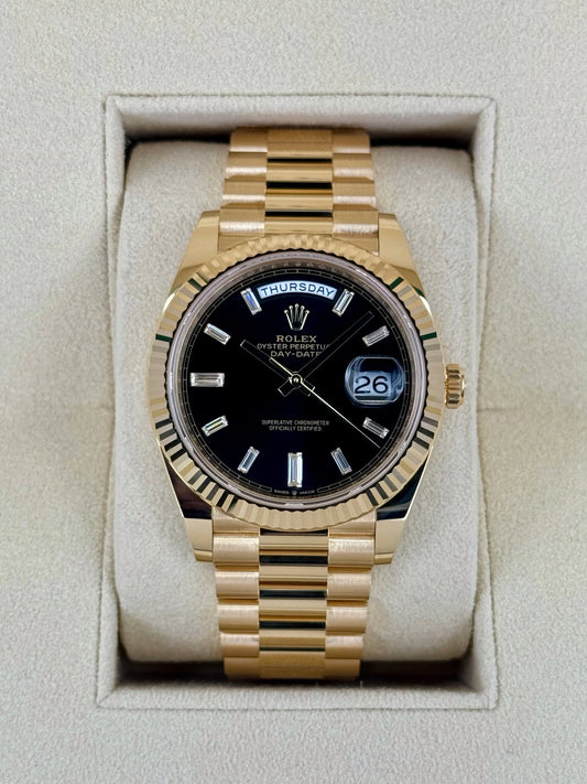 Day-Date Assembled 40mm 228238 Black Diamond Baguette Dial