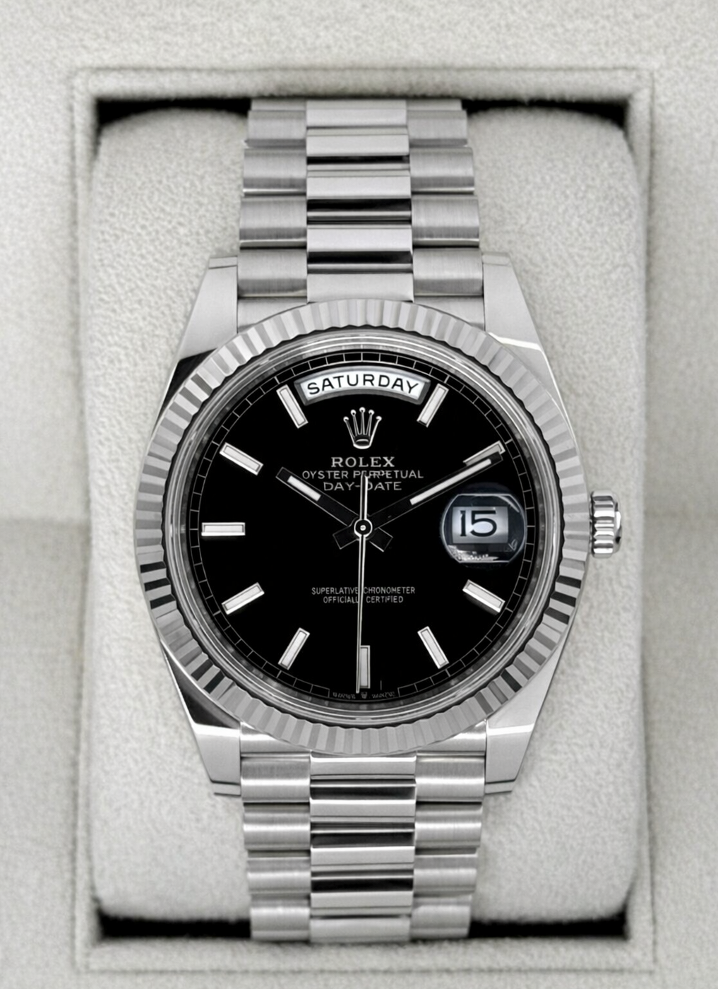 Day-Date Samlet 40mm 228239 Hvidguld Belagt Sort Skive