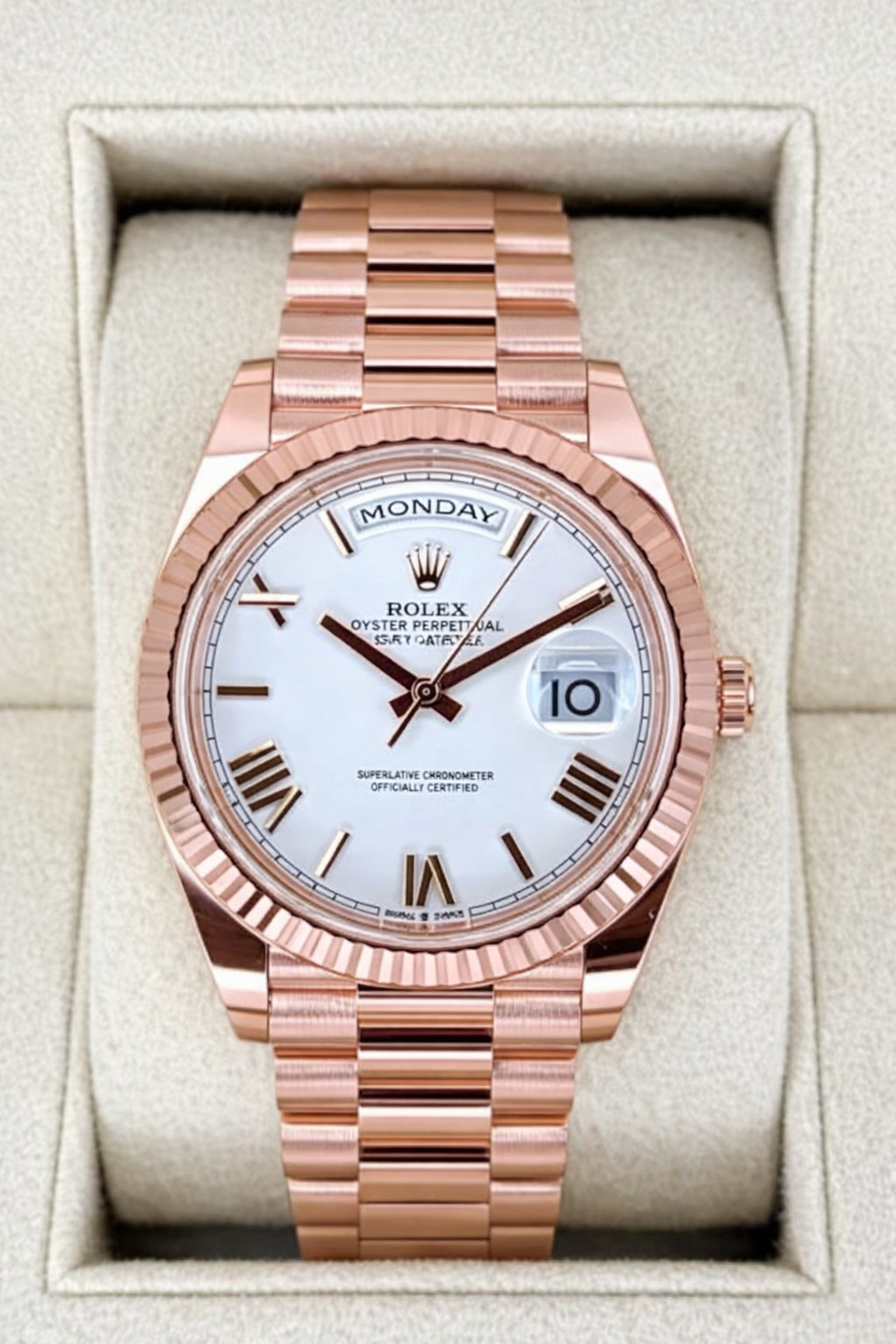 Day-Date Samlet 40mm 228238 Præsident Hvid Skive rosè