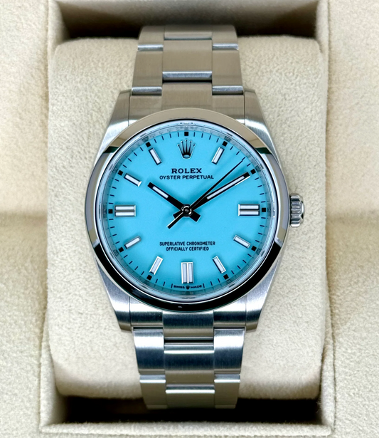 Oyster Perpetual Assembled (100) 41mm 124300 Tiffany Blue Dial