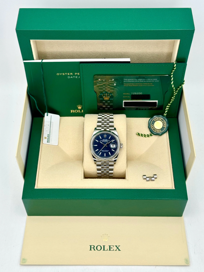 Datejust Assembled (100) 36mm 126200 Jubilee Blue Motif Dial