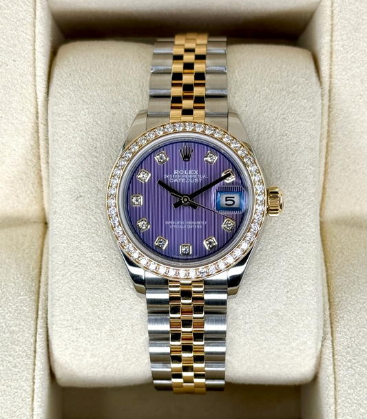 Datejust Assembled (80) 2018 Lady-Datejust 28mm 279383RBR Lavender Stripe Motif Diamond Dial