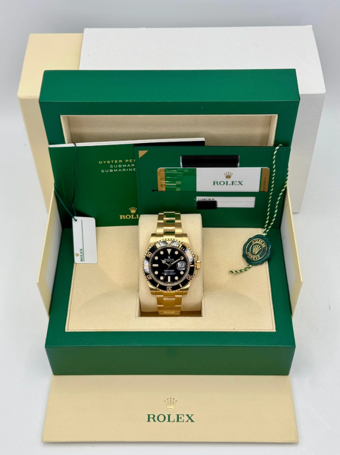 2020 Submariner (100) 40mm 116618LN 18K Gelbgold plattierter Stahl Schwarzes Zifferblatt