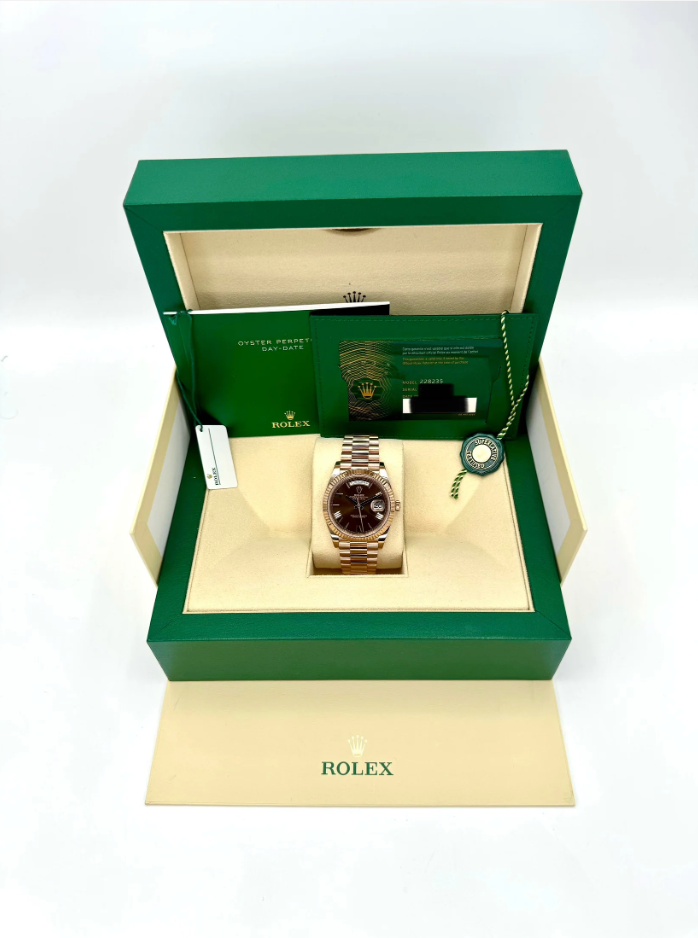 Day-Date Assembled 40mm 228235 Rose Gold Chocolate Dial