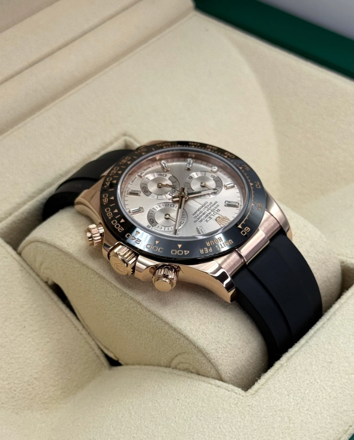 Daytona Assembled (100) 40mm 116515LN Rose Gold-plated Oysterflex Sundust Baguette Dial