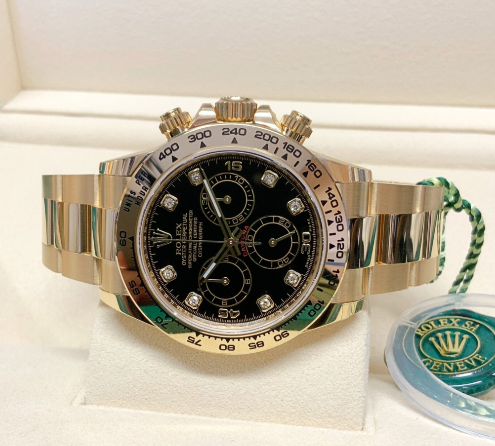 Daytona Assembled 80% 116508 Yellow Gold Black diamond Dial