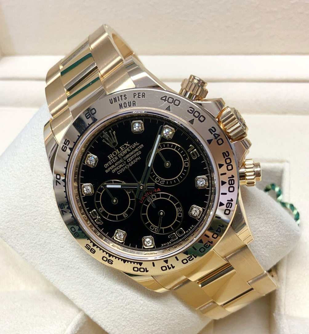 Daytona Assembled 80% 116508 Yellow Gold Black diamond Dial