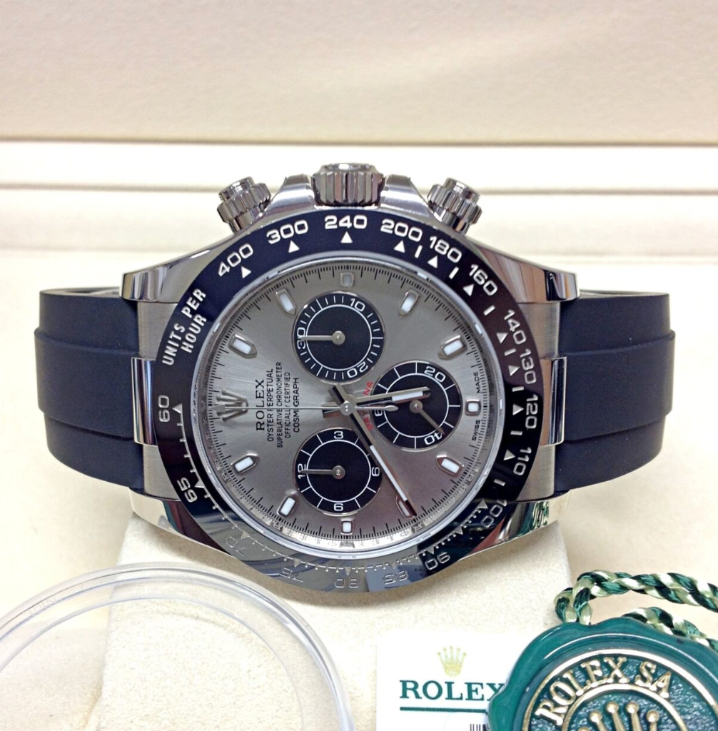 Daytona Assembled 80% oysterflex 116519LN white gold plated rhodium dial