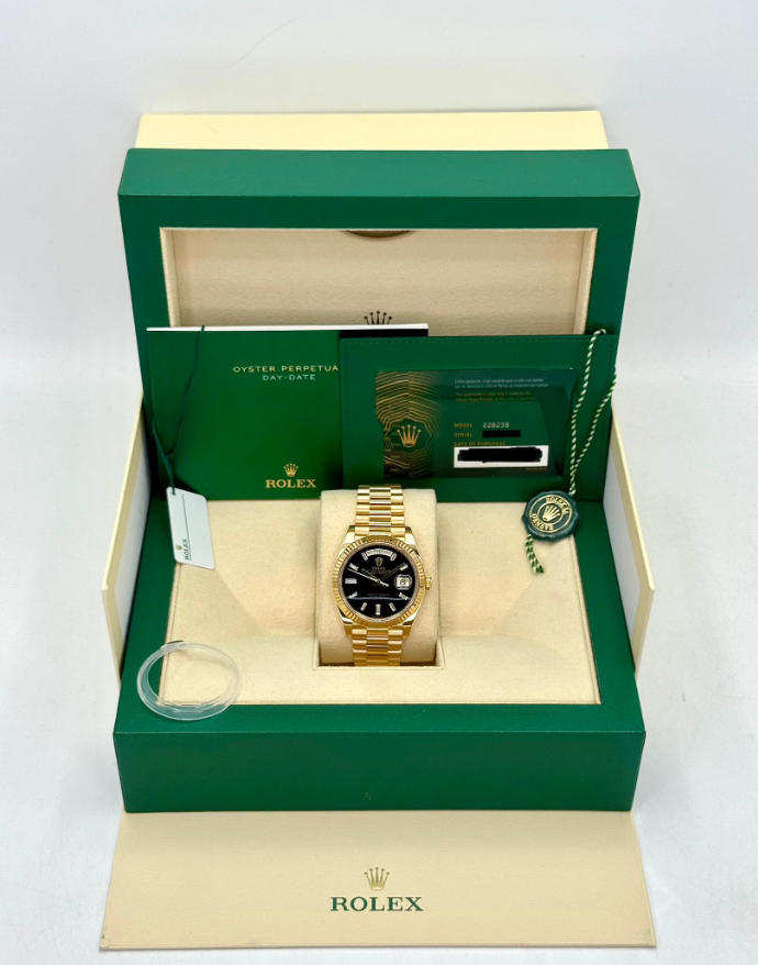 Day-Date Assembled 40mm 228238 Yellow Gold Black Onyx Diamond Dial