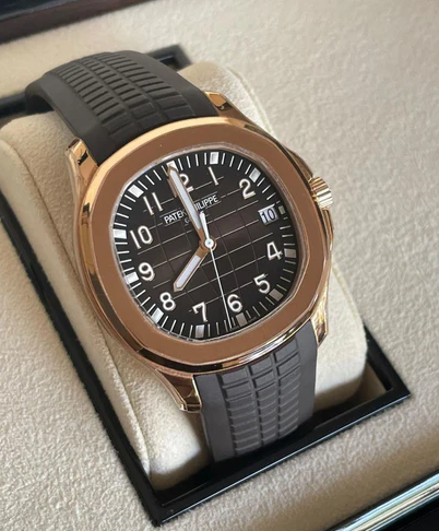 PP zu 90 % montiert Aquanaut 5167R 40mm Roségold braunes Zifferblatt
