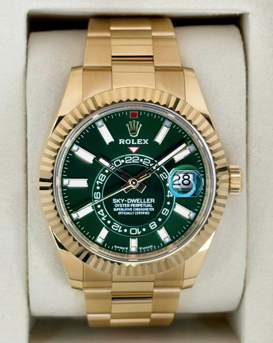 Sky-Dweller Samlet 42mm 336938 Gulguld Oyster Grøn Skive