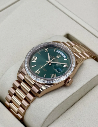 Day-Date Assembled 40mm 128395TBR Presidential Rose Gold Olive Dial