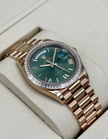 Day-Date Assembled 40mm 128395TBR Presidential Rose Gold Olive Dial