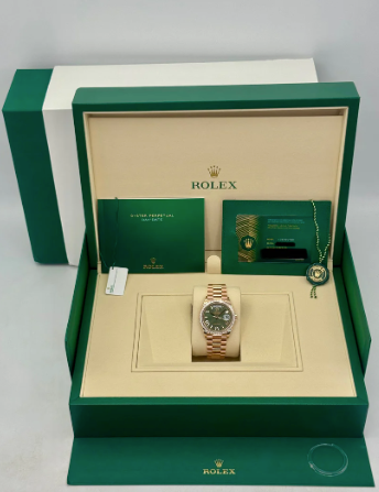Day-Date Assembled 40mm 128395TBR Presidential Rose Gold Olive Dial