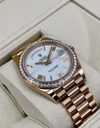 Day-Date Samlet 40mm 228345RBR Rosaguldfarvet Hvid Skive
