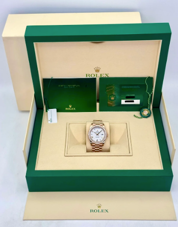 Day-Date Samlet 40mm 228345RBR Rosaguldfarvet Hvid Skive