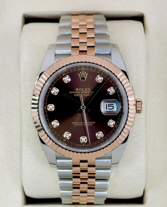 Datejust assemblée (100) 36 mm 126231 bicolore, cadran chocolat serti de diamants