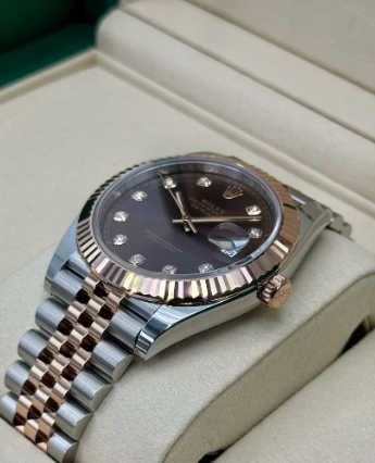 Datejust Assemblato (100) 36mm 126231 Bicolore con quadrante color cioccolato e diamanti
