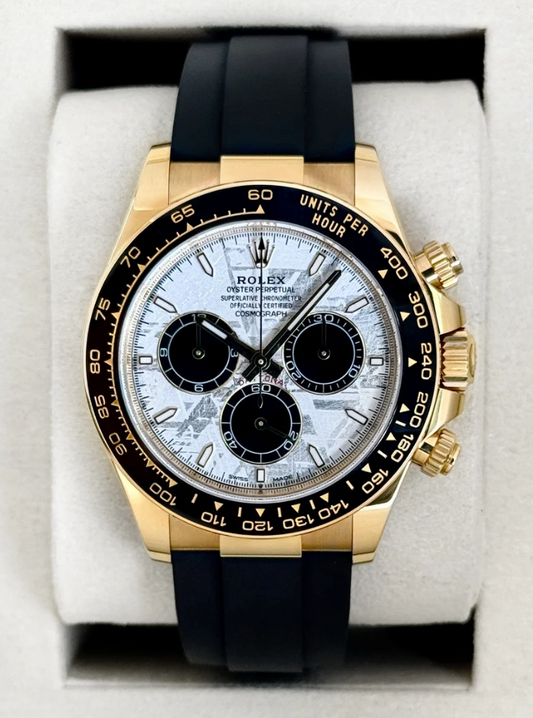 Daytona assemblato 40mm 126518LN quadrante meteorite giallo placcato Oysterflex