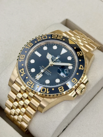 GMT-Master II Assemblé (100) 40mm 126718GRNR Acier plaqué or jaune Bracelet Jubilé Cadran noir