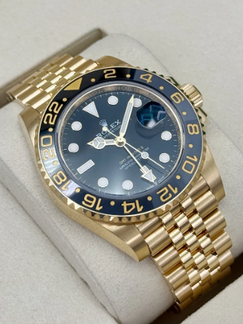 GMT-Master II Assemblé (100) 40mm 126718GRNR Acier plaqué or jaune Bracelet Jubilé Cadran noir