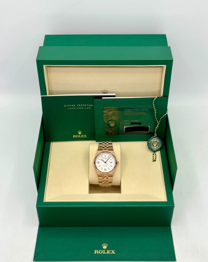 Land-Dweller 90% 36mm 127235 Rose Gold Flat Jubilee White Dial