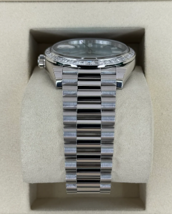 NEW 2025 Day-Date Assembled 40mm 228396TBR Ice Blue Diamond Baguette Dial