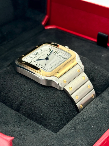 Santos 39.8mm W2SA0009 Two-Tone White Dial