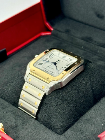 Santos 39.8mm W2SA0009 Two-Tone White Dial