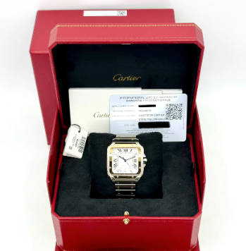 Santos 39.8mm W2SA0009 Two-Tone White Dial