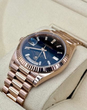 Day-Date Assembled 40mm 228235 Rose Gold-plated Eisenkiesal Baguette Dial