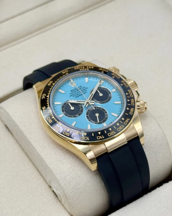 Nuovo Daytona 2025 Assemblato (100) 40mm 126500LN Oysterflex Quadrante Oro Tiffany Blu